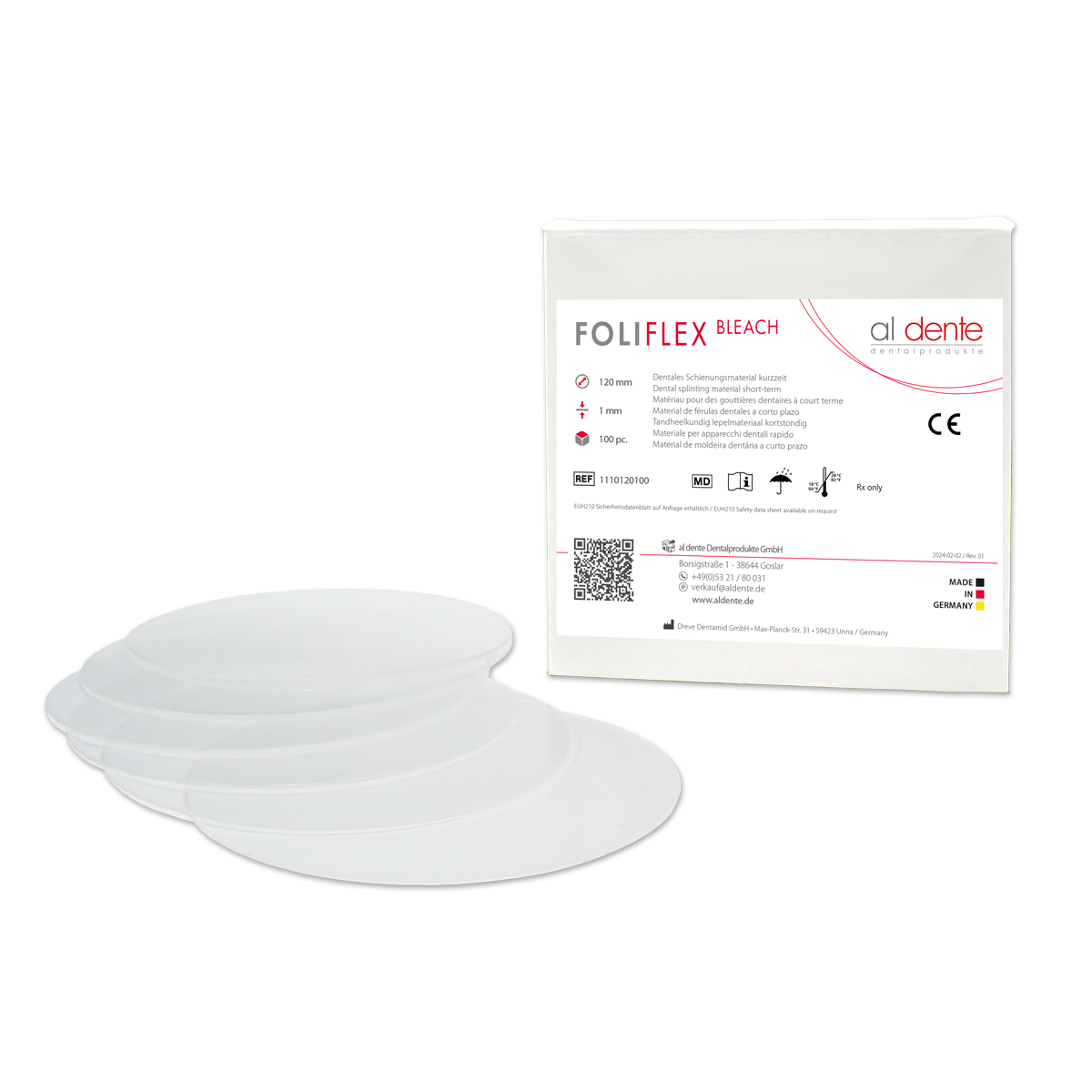 Foliflex bleach, transparent, 1,0 mm, 100 pcs., Ø 120 mm